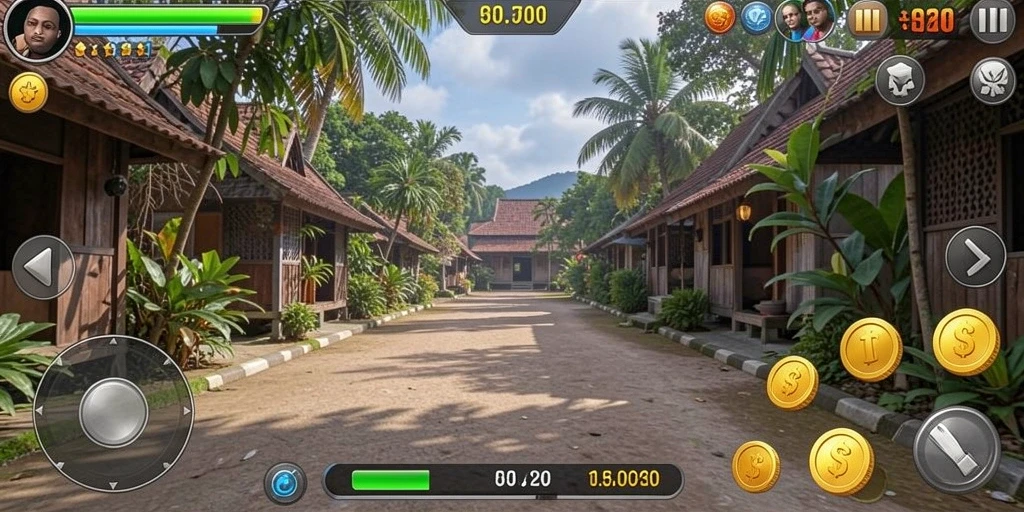 Tampilan karakter yang dapat disesuaikan dengan berbagai pilihan.